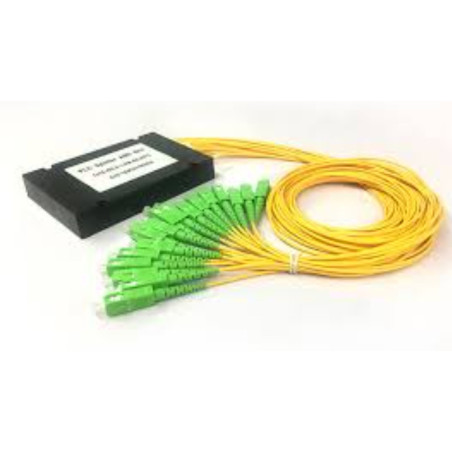SPLITER PLC 1X16 CAJA ABS 100X80X10 ENTRADA SC/APC 150CM Y SALIDA SC/APC 150CM FIBRA 2mm G657A