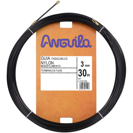 GUIA NYLON  MACIZO MONOFILAMENTO ANGUILA TERMINALES FIJOS 30M 3 MM COLOR NEGRO