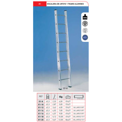 ESCALERA DE APOYO 1 TRAMO ALUMINIO MODELO E1 DE 4.57 METROS