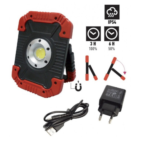 FOCO LED DE BATERIA 10W 800LUMENES CON ASA MAGNETICA