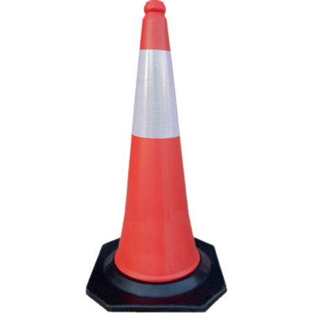 Cono PE 75 cm. con base de caucho (2 piezas) y Camisa Reflectante de 22cm