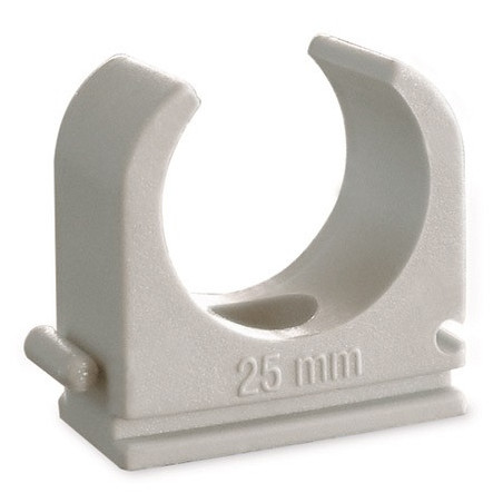 ABRAZADERA CLIP DE NYLON 25mm CON PRE-ROSCA M6 GRIS CAJA DE 100 UNIDADES