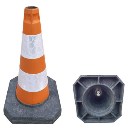 CONO NARANJA DE PVC RECICLADO DE 46 CM CON 2 BANDAS  DE 10 CM REFLEX EN13422