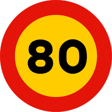 SEÑAL DE VELOCIDAD MAXIMA DE 80 KM/H CIRCULO TR-301 MOPU REFLEX I