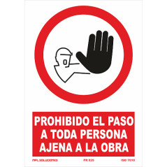 SEÑAL PVC PROHIBIDO EL PASO PERSONAL AJENO A LA OBRA TAMAÑO A4