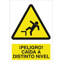 SEÑAL PVC RIESGO CAÍDA DISTINTO NIVEL TAMAÑO A4