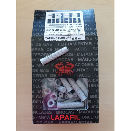 TACO NYLON CON COLLARIN 08 X 40 (Bolsa 100 uds)