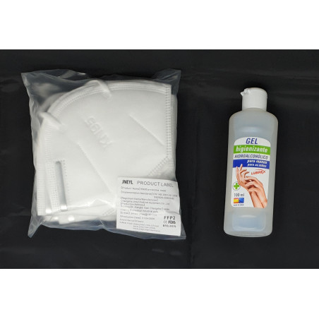 PACK 5 MASCARILLAS FFP2 + 1 BOTE DE GEL HIDROALCOHÓLICO 100ML (DE BOLSILLO)