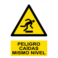 SEÑAL PVC RIESGO CAÍDA MISMO NIVEL TAMAÑO A4