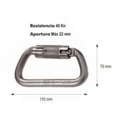 MOSQUETÓN de Rosca, 1/4 de vuelta de acero apertura 22 mm