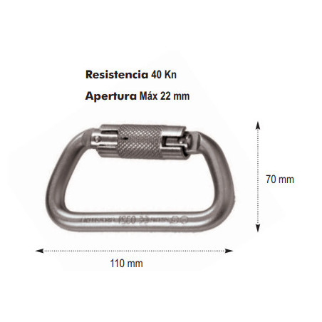 MOSQUETÓN de Rosca, 1/4 de vuelta de acero apertura 22 mm