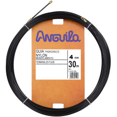 GUIA ANGUILA DE NYLON MACIZO MONOFILAMENTO TERMINALES FIJOS 30 Metros 4 mm NEGRO