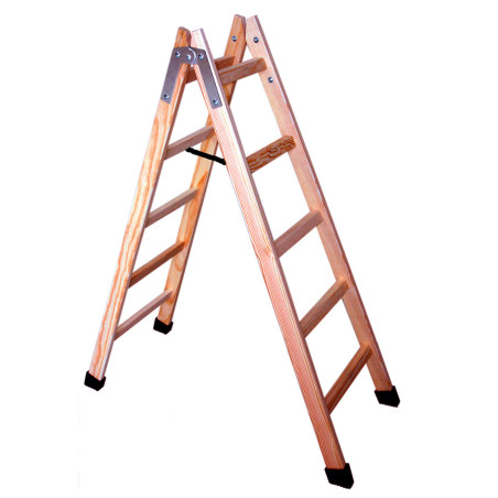 ESCALERA DE TIJERA DE MADERA SIN BARNIZAR PELDAÑOS AL ANCHO - 1.46m 5 peldaños