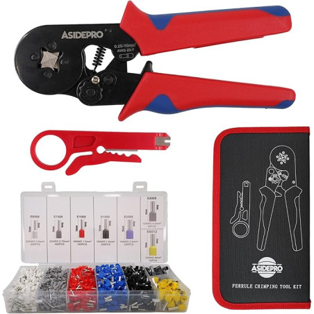 KIT CRIMPADORA DE TERMINALES ALICATE + ESTUCHE + PUNTERAS
