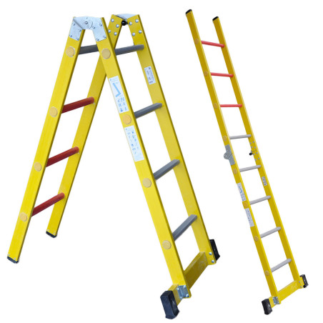 ESCALERA DE TRAMO Y TIJERA DE FIBRA 2.3 METROS