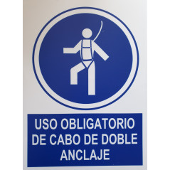 CARTEL USO OBLIGATORIO ARNES DOBLE CABO- METAL- 210X297