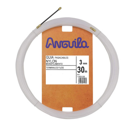 GUIA NYLON  MACIZO MONOFILAMENTO ANGUILA TERMINALES FIJOS 30M 3 MM COLOR NATURAL