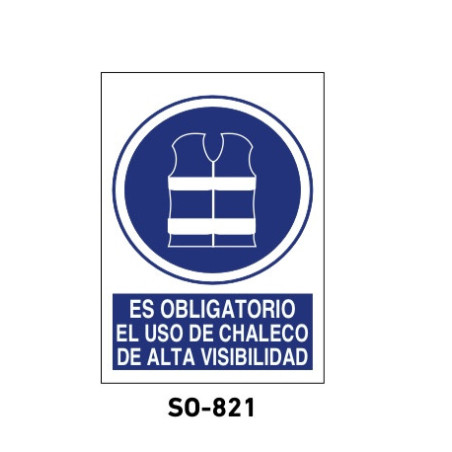 SEÑAL PVC 297x210 USO OBLIGATORIO DE CHALECO DE ALTA VISIBILIDAD