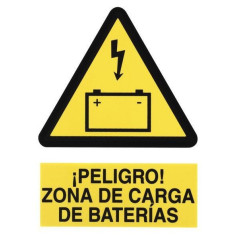 SEÑAL PVC 297x210 PELIGRO: ZONA DE CARGA DE BATERIAS