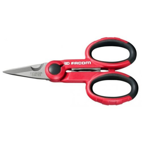 Tijeras de electricista FACOM bimaterial con vaina