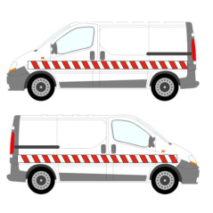 2 rollos para rotular vehículos( izquierda y derecha), en rojo y blanco de 140mm de ancho y 45.7 m de largo