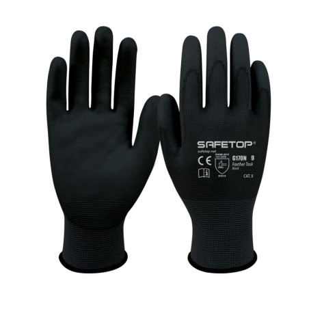GUANTE SAFETOP NYLON REVESTIDO POLIURETANO NEGRO