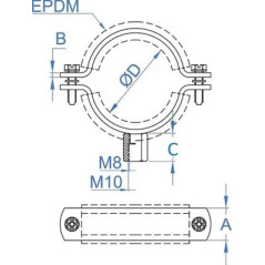 ABRAZADERA ISOFONICA REFORZADA 2 M8/10 28 3/4