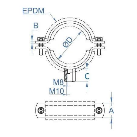 ABRAZADERA ISOFONICA REFORZADA 2 M8/10 28 3/4